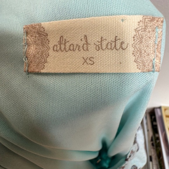 NWT Altar'd State Mint Paisley High Low Maxi Dress XS Gold Boho Fairy Cottage - Picture 6 of 9